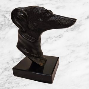 Greyhound Dog Bust Sculpture Black Resin Statue Modern Decor Whippet Style